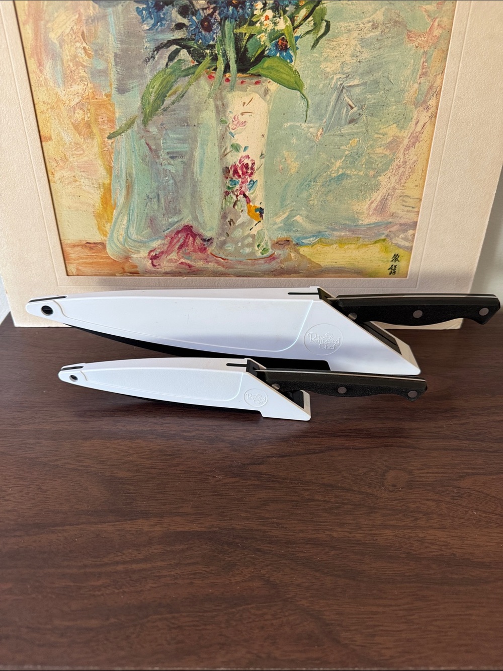 Vintage 90s Pampered Chef Self-Sharpening Knife Set of 2 With sharpening Sheaths